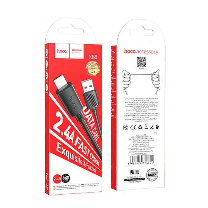 Hoco X88 USB to Lightning charging cable 2.4A 1m